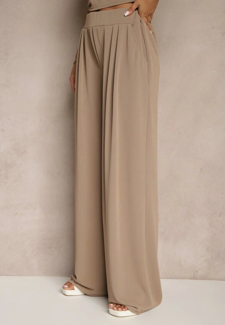 allyson Compleu Maro Top Bandeau cu Trenă și Pantaloni cu croi larg Redomiae