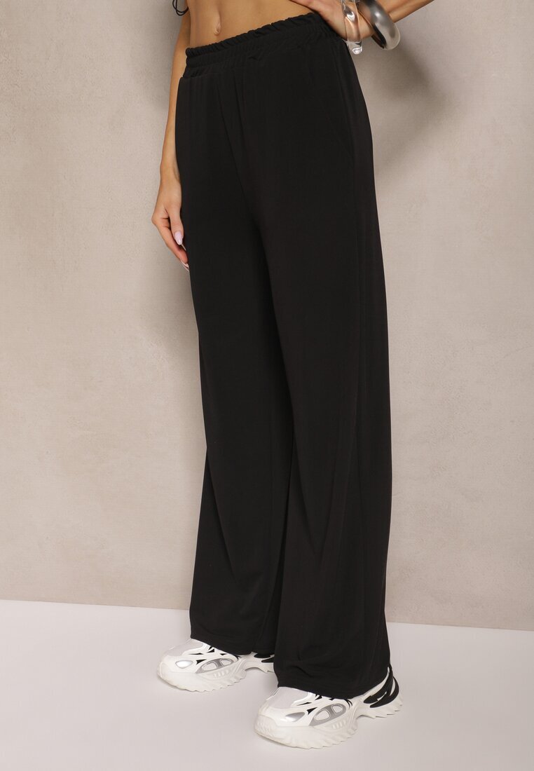 allyson Compleu Negru Top cu Nervuri și Pantaloni Largi Paliriona