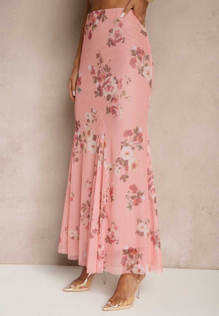 allyson Compleu Roz cu imprimeu floral fustă și top decorat cu volane și legătură Saraveira