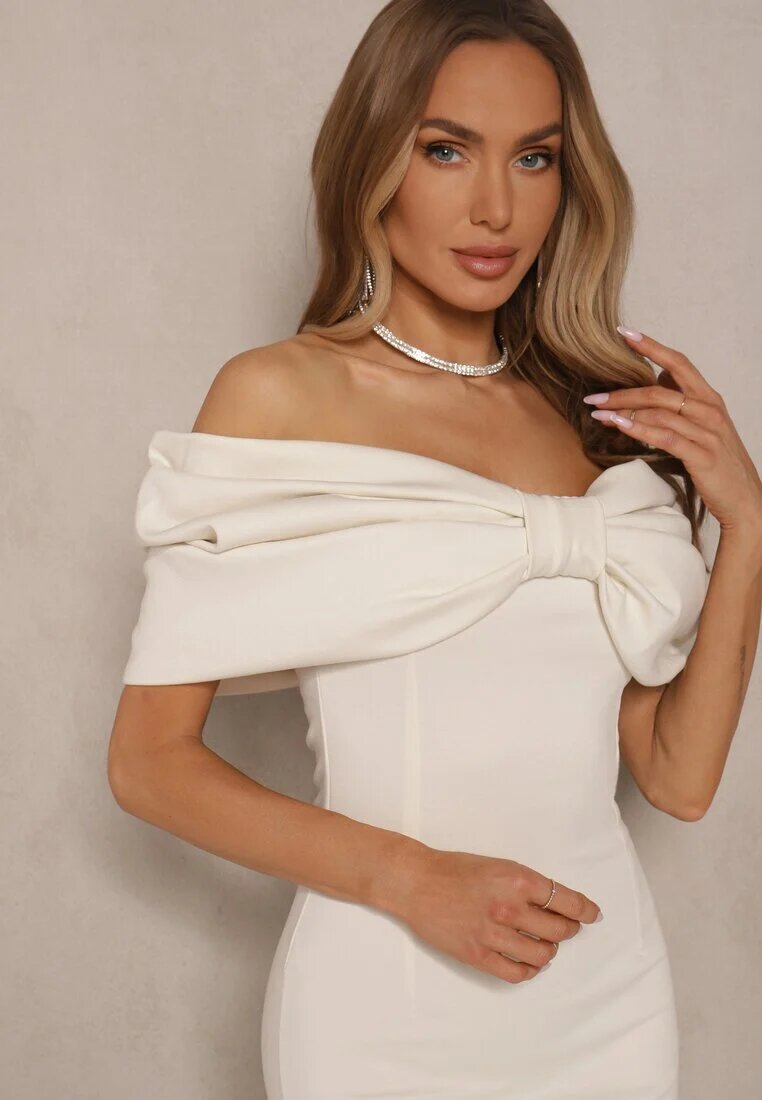 allyson Rochie Bejă Cambrată cu Fundă Stil Spaniol cu Croi Ajustat Paladwena
