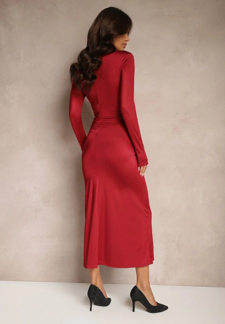 allyson Rochie de cocktail Bordeaux cu Decupaj Decorativ și Legare Vamicea