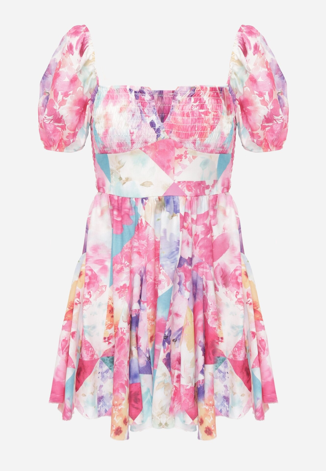allyson Rochie Fucsia Cloș Mini cu Mâneci Scurte și cu Elastice Subțiri Evelilles