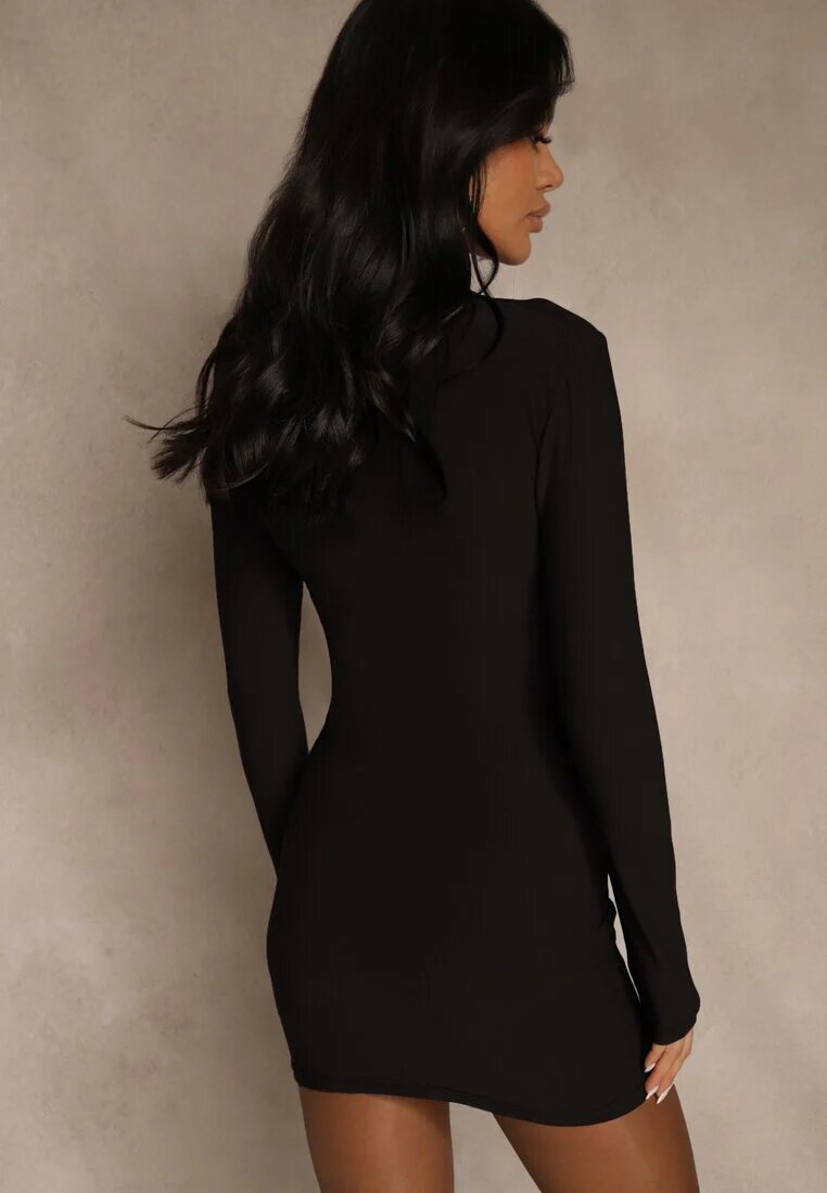 allyson Rochie Neagră Bodycon cu Ornamente Metalice Vetirale