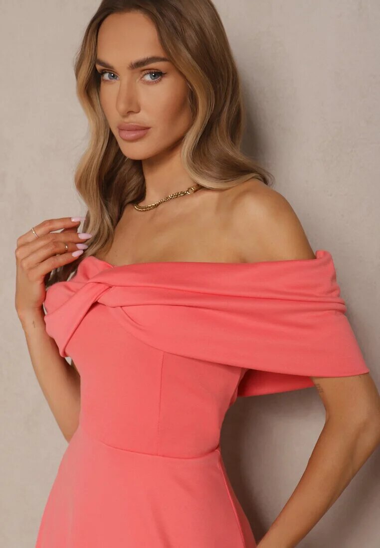allyson Rochie portocalie evazată decorată cu fundă Odarra