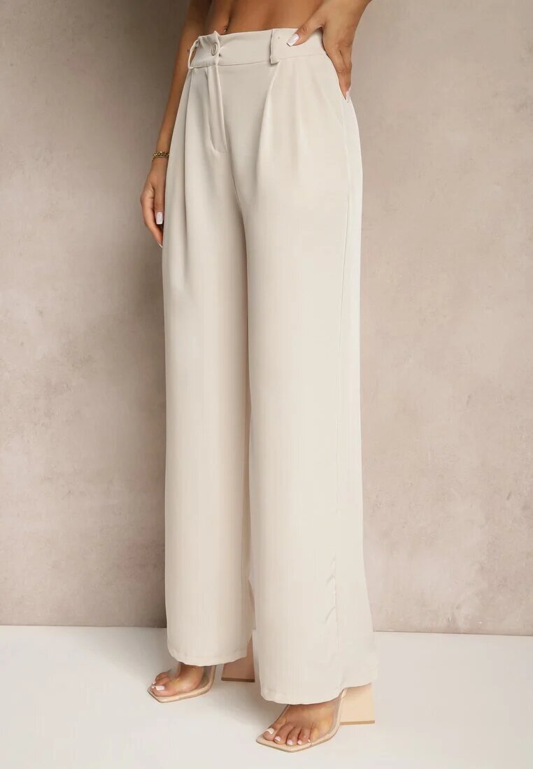 allyson Set Bej cu Pantaloni cu Croială Largă și Cămașă cu Legătură Decorativă Filaniella