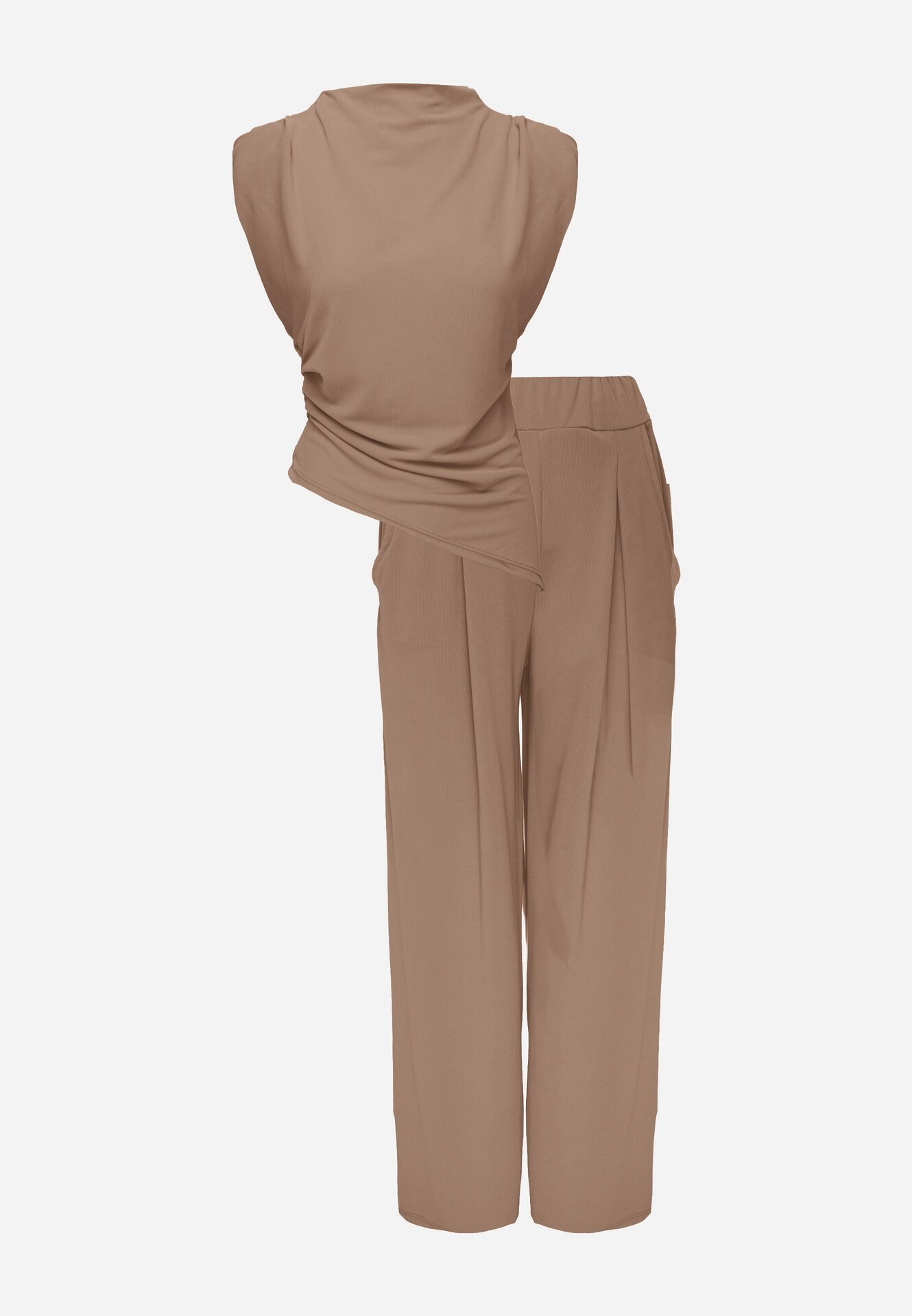 allyson Set Maro deschis Bluză cu pernuțe la umeri și Pantaloni drepți cu elastic în talie Divanes