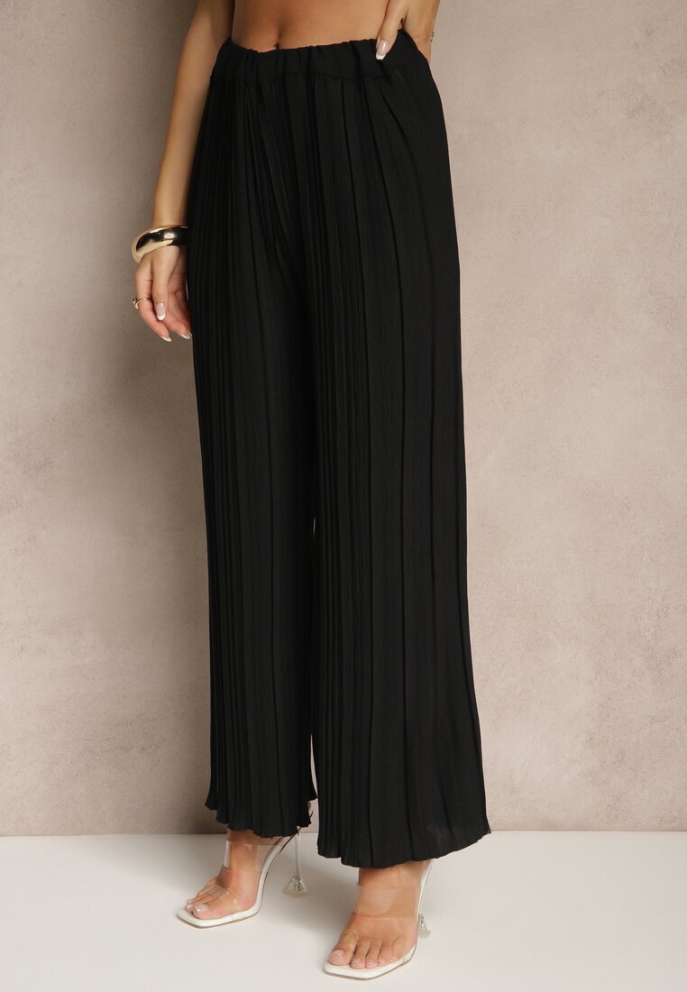 allyson Set Negru Pantaloni cu croială largă și Bluză cu linie de umeri rigidizată Nilamira