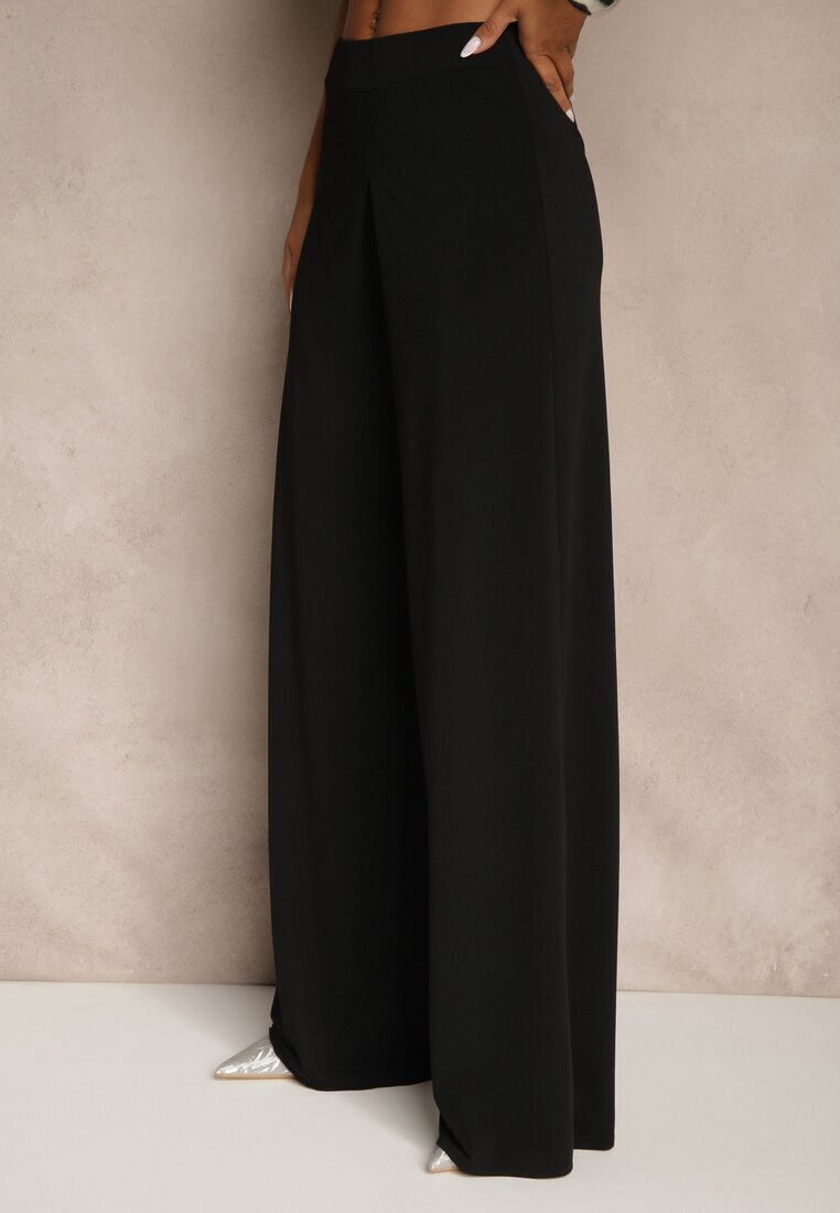allyson Set Negru Pantaloni Largi și Bluză Decorată cu șnur Halomia