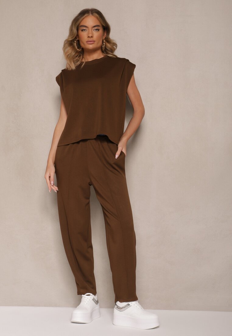 allyson Set Trening Maro cu Viscoză Pantaloni cu Șnur Decorativ și Top Nitunela
