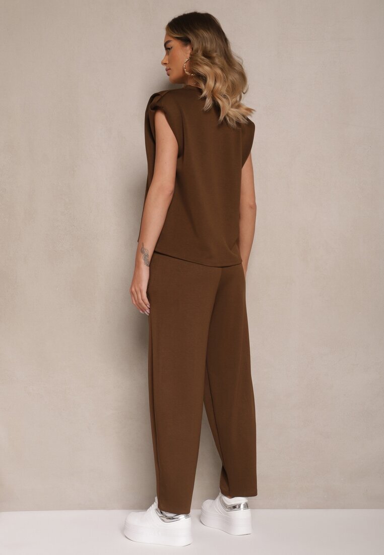 allyson Set Trening Maro cu Viscoză Pantaloni cu Șnur Decorativ și Top Nitunela