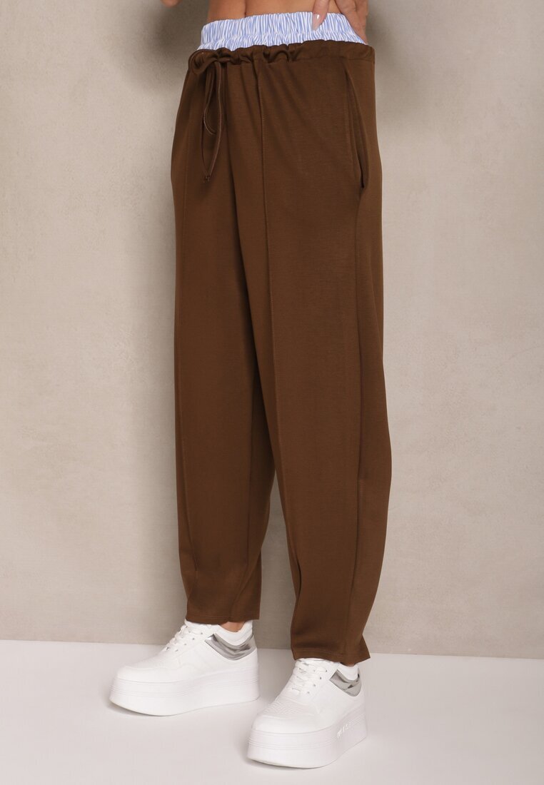 allyson Set Trening Maro cu Viscoză Pantaloni cu Șnur Decorativ și Top Nitunela