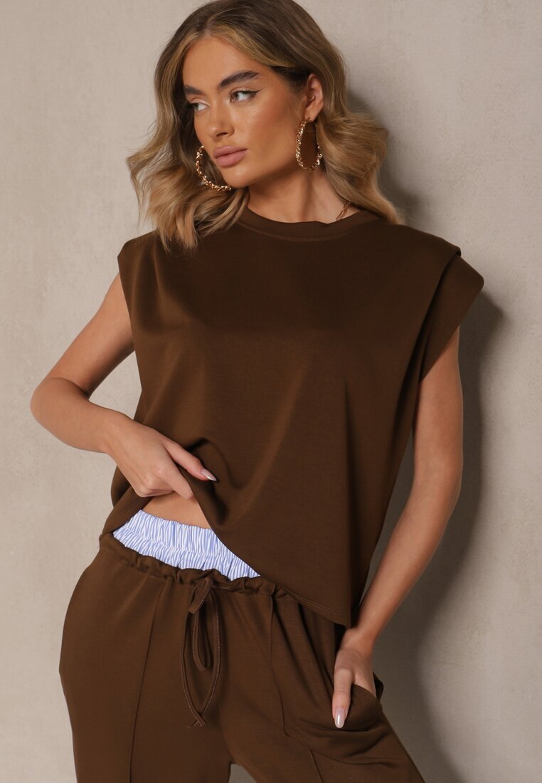 allyson Set Trening Maro cu Viscoză Pantaloni cu Șnur Decorativ și Top Nitunela