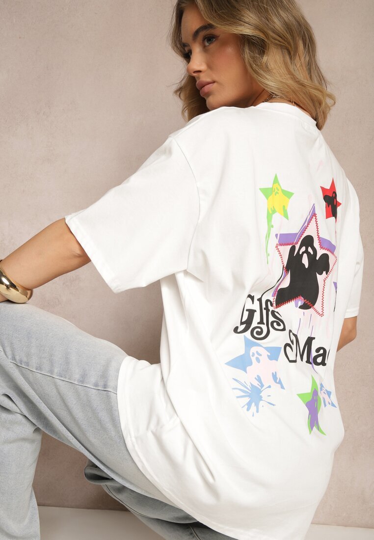 ambitionfly Tricou Alb din Bumbac și Imprimeu Decorativ Sovreti