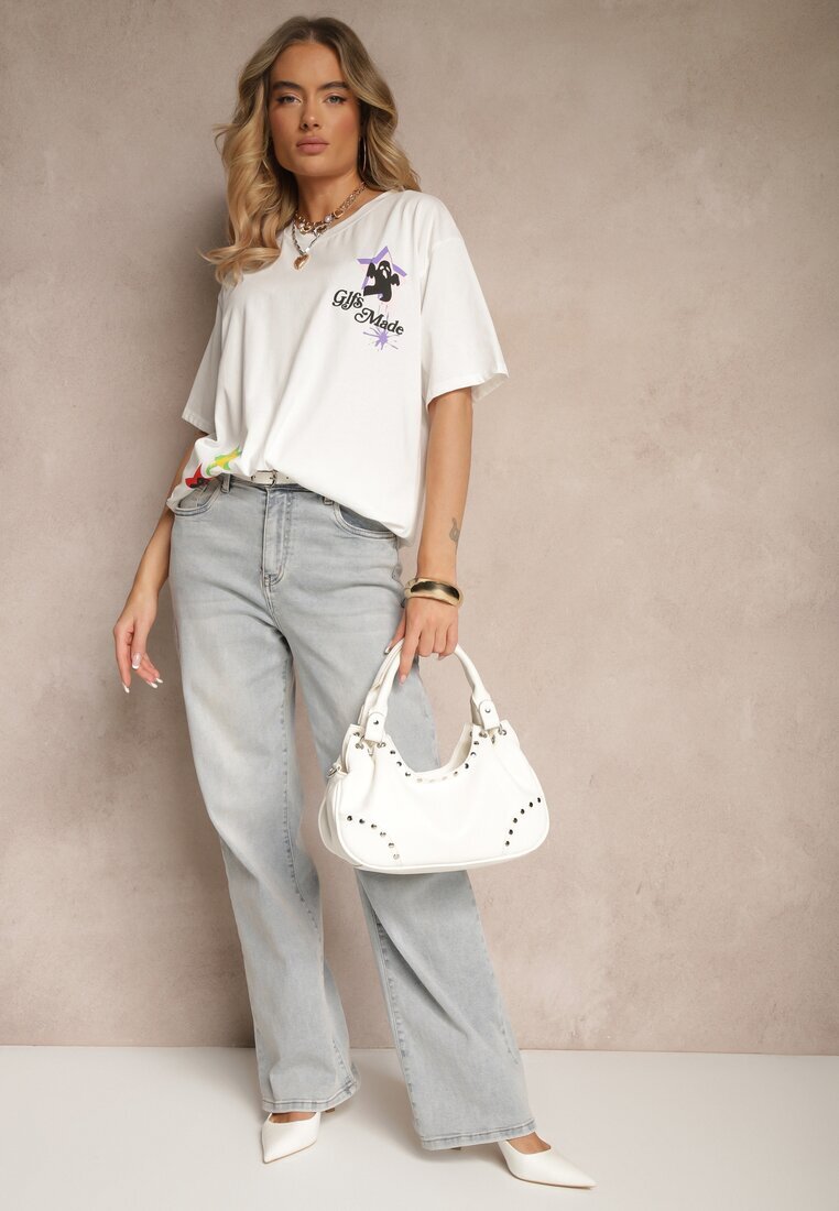 ambitionfly Tricou Alb din Bumbac și Imprimeu Decorativ Sovreti