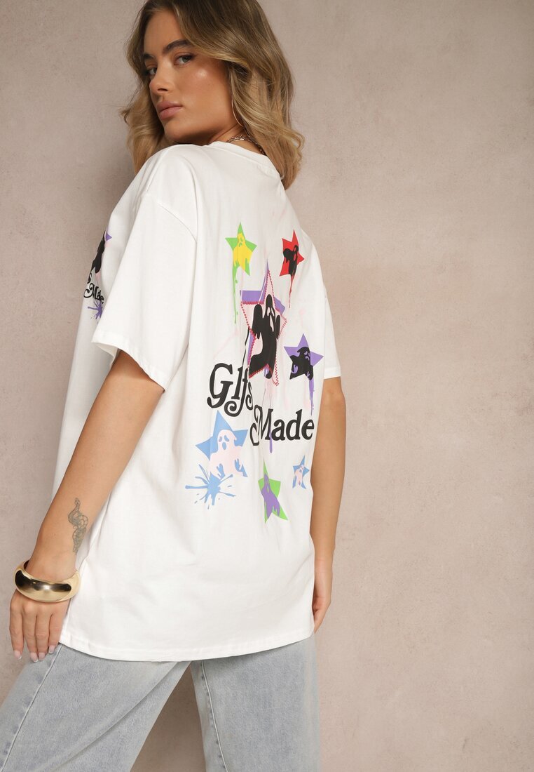 ambitionfly Tricou Alb din Bumbac și Imprimeu Decorativ Sovreti
