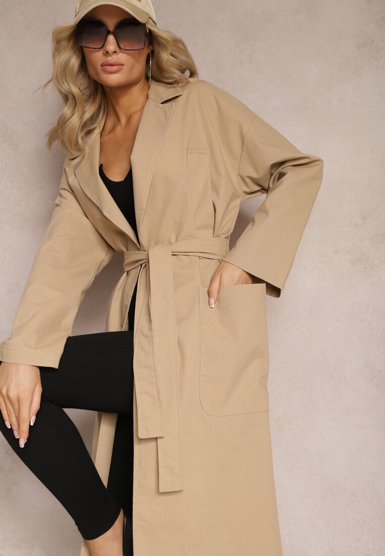 ann gissy Palton bej cu cordon Oversize Terethia