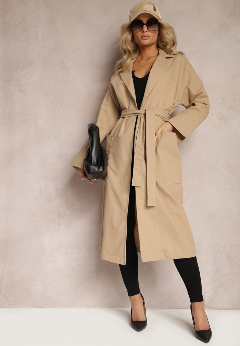 ann gissy Palton bej cu cordon Oversize Terethia