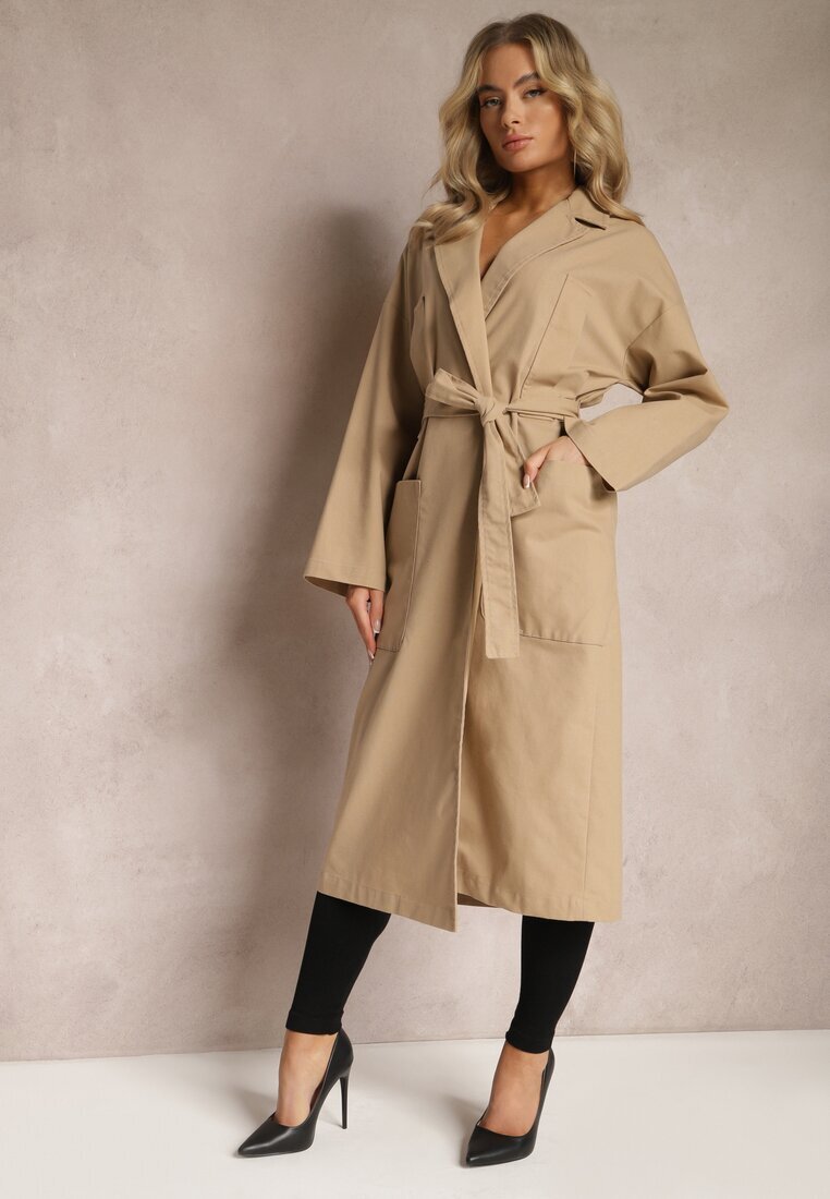 ann gissy Palton bej cu cordon Oversize Terethia