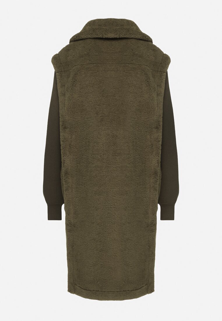 ann gissy Palton de blană Verde cu Mâneci din Tricot Ravileth