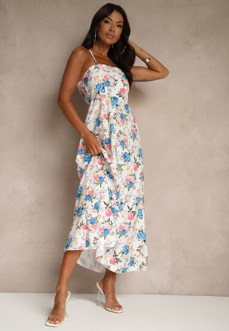 ann gissy Rochie Albastră Cloș cu Vâscoză cu Imprimeu Floral Nalivie