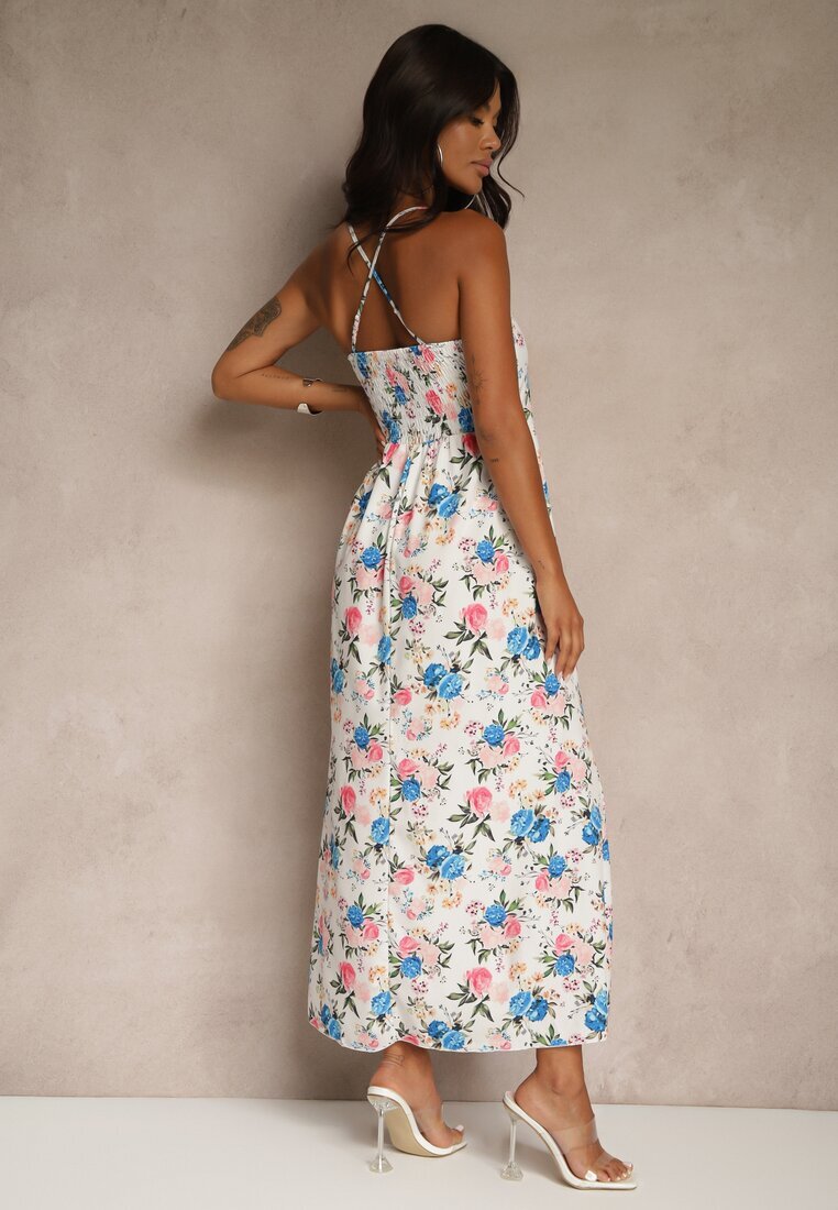 ann gissy Rochie Albastră Cloș cu Vâscoză cu Imprimeu Floral Nalivie
