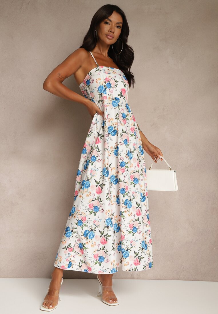 ann gissy Rochie Albastră Cloș cu Vâscoză cu Imprimeu Floral Nalivie