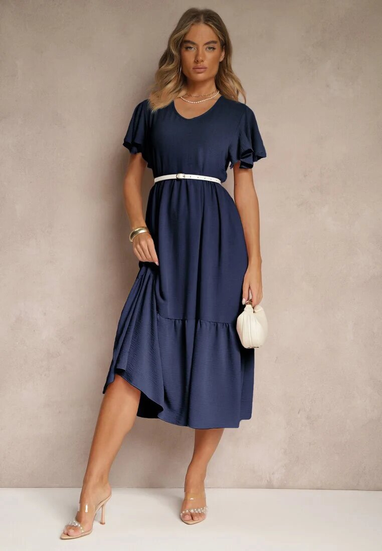 ann gissy Rochie Bleumarin Cloș din Vâscoză în stil casual Filarenna