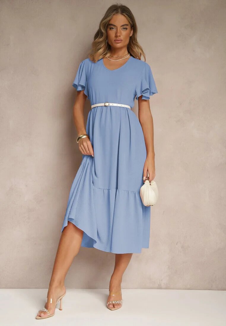 ann gissy Rochie Cloș Albastră Deschisă cu Viscoză în Stil Casual Filarenna