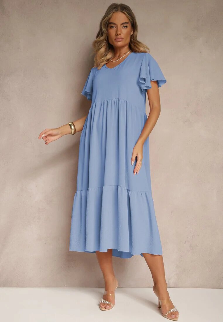 ann gissy Rochie Cloș Albastră Deschisă cu Viscoză în Stil Casual Filarenna