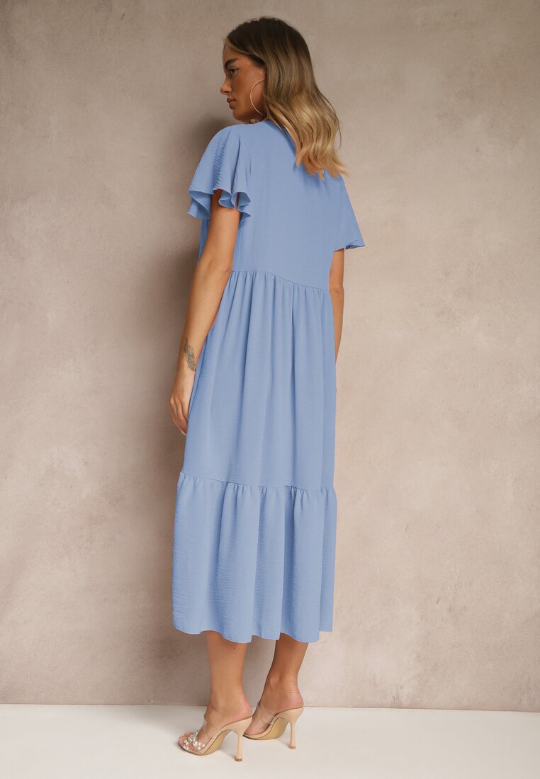 ann gissy Rochie Cloș Albastră Deschisă cu Viscoză în Stil Casual Filarenna