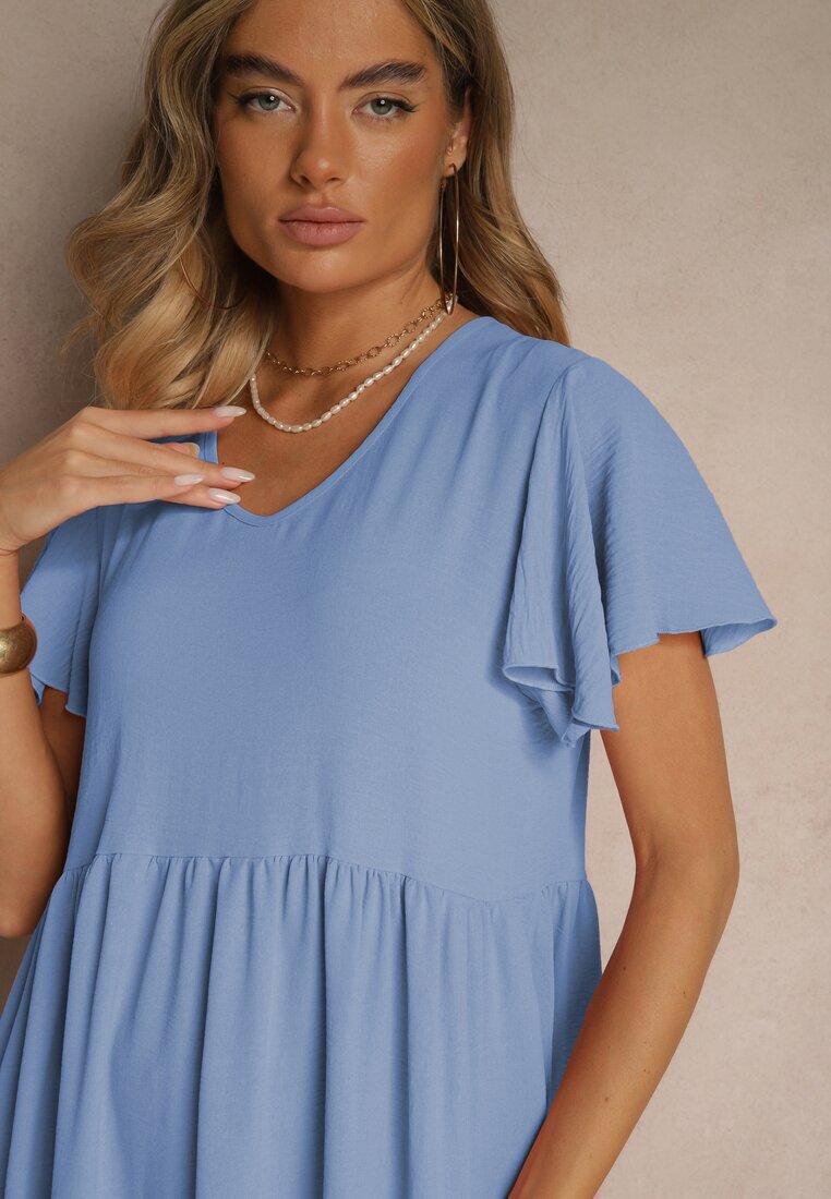 ann gissy Rochie Cloș Albastră Deschisă cu Viscoză în Stil Casual Filarenna