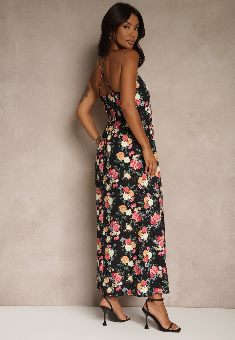 ann gissy Rochie Cloș Neagră cu Viscoză cu Imprimeu Floral Nalivie