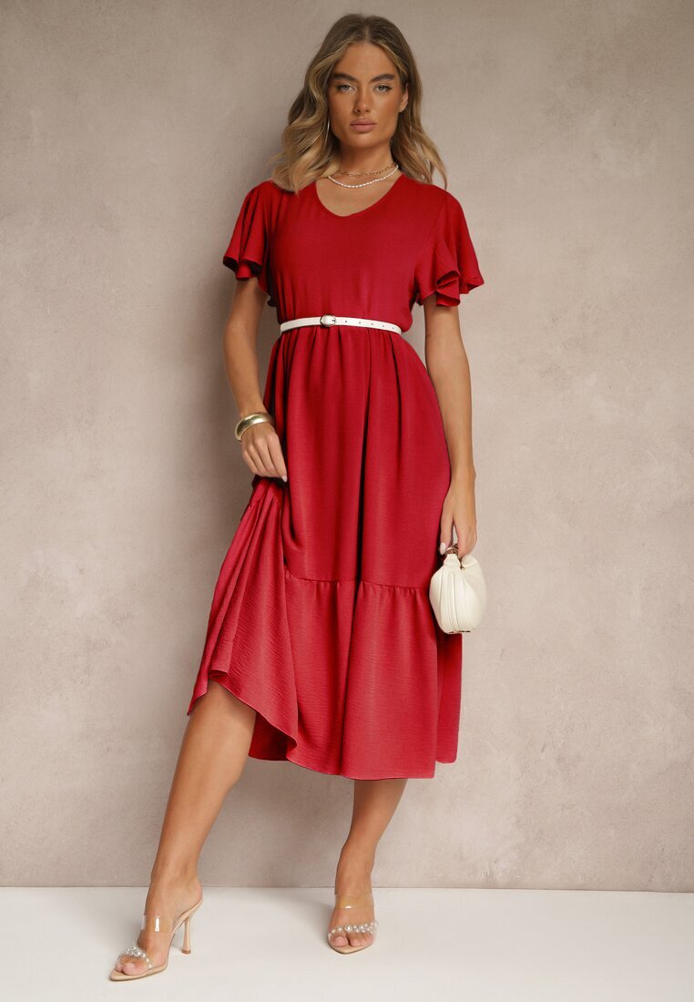 ann gissy Rochie Cloș Roșie din Viscoză Stil Casual Filarenna