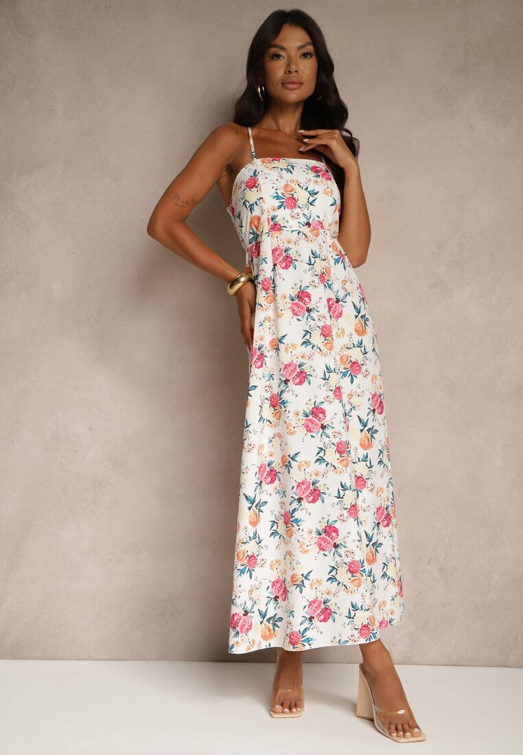 ann gissy Rochie Evazată Roz din Viscoză cu Imprimeu Floral Nalivie