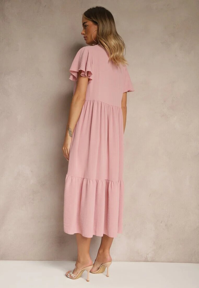 ann gissy Rochie evazată roz din viscoză stil casual Filarenna