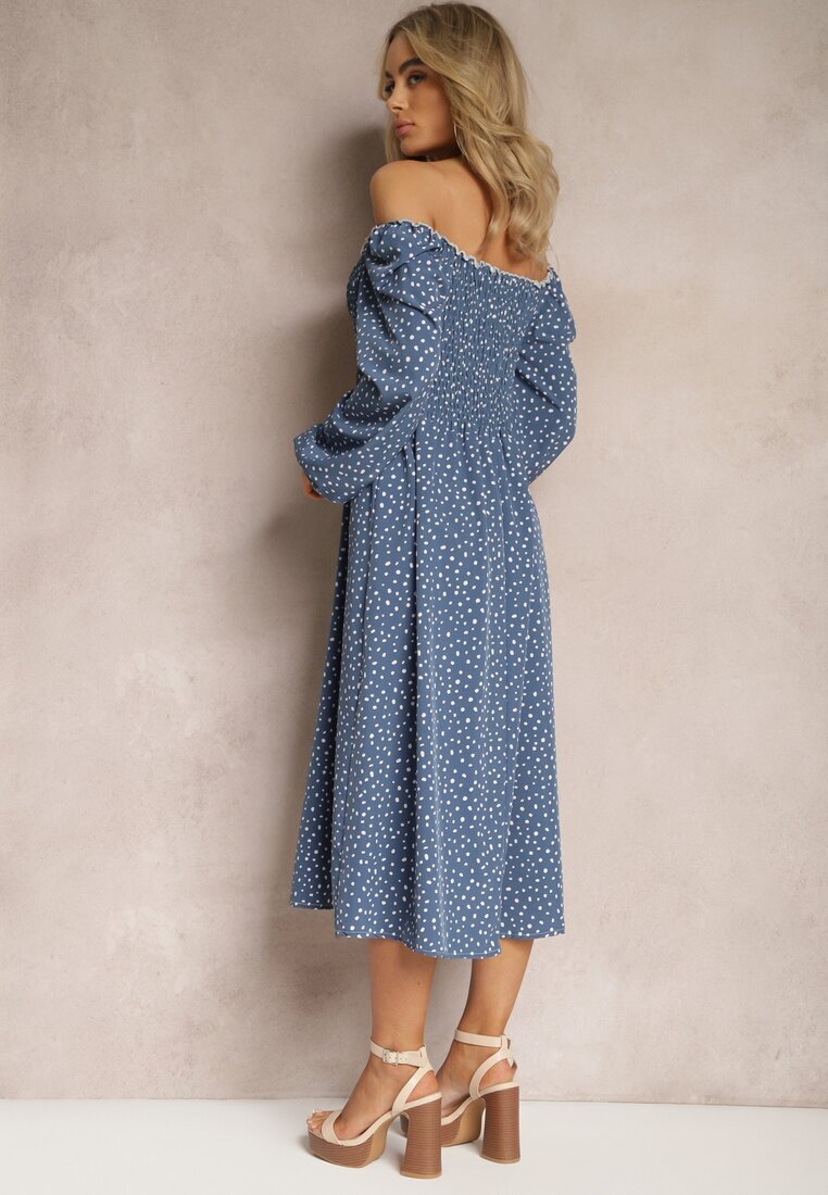 ann gissy Rochie Midi Bleumarin Evazată Cu buline Gernia