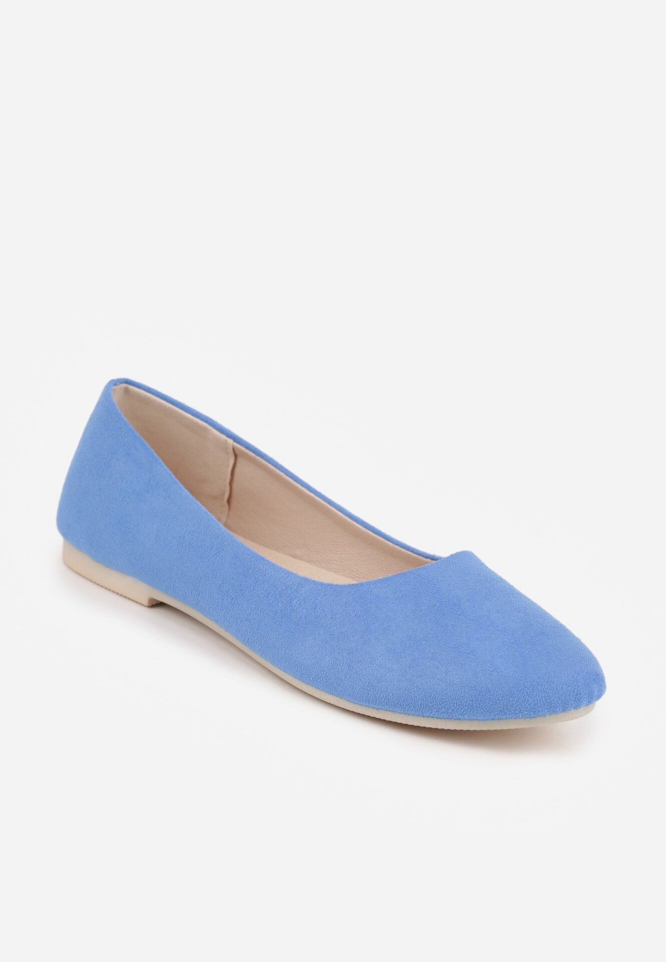  Balerini Albaștri Clasici din Ecosuede cu Vârf Rotund Harneli