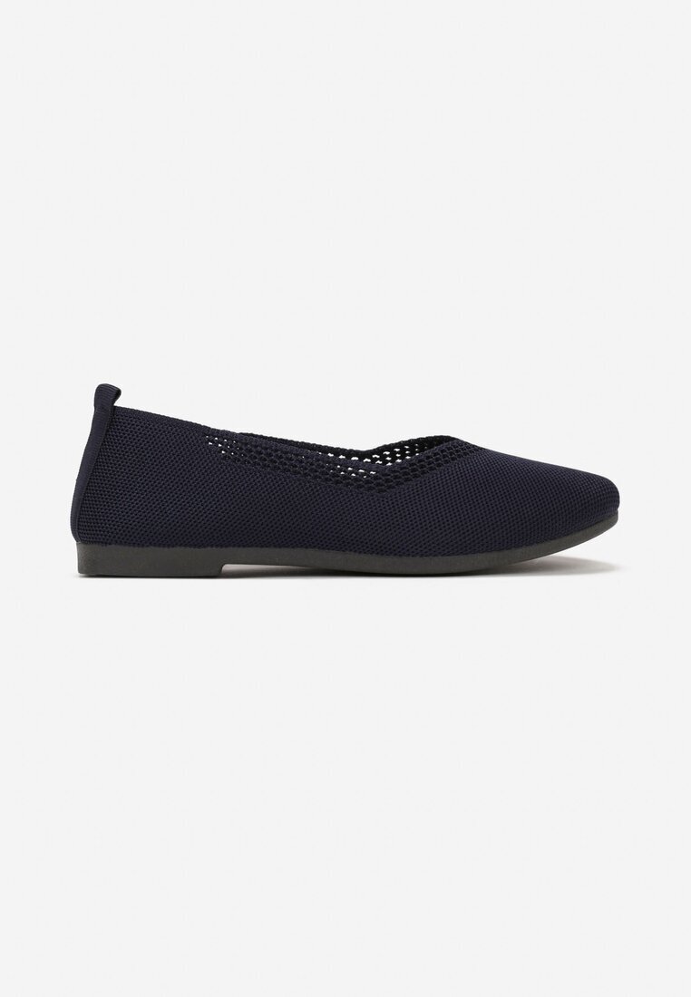  Balerini Bleumarin Plati Împletiți cu Decupaje Decorative Daniya