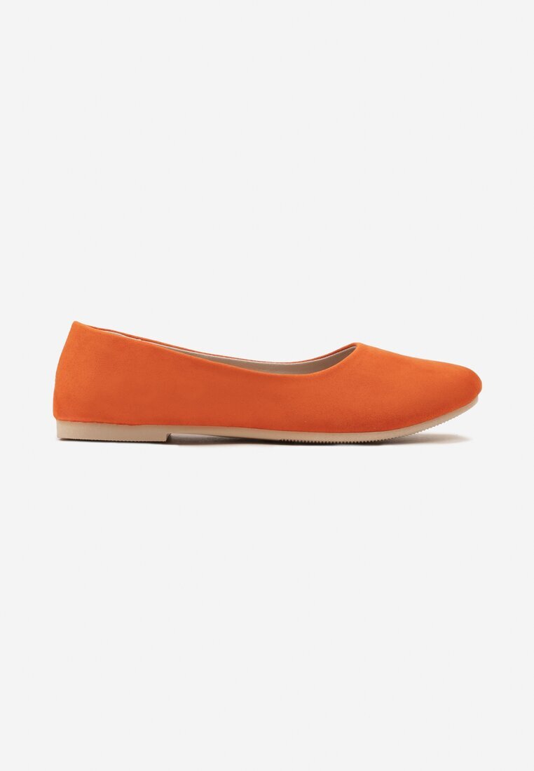  Balerini Clasici Portocalii din eco-piele întoarsă cu vârf rotund Harneli
