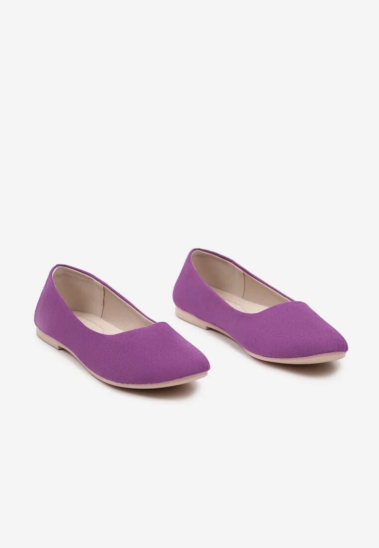  Balerini Clasici Violet din ecosemis cu vârf rotund Harneli