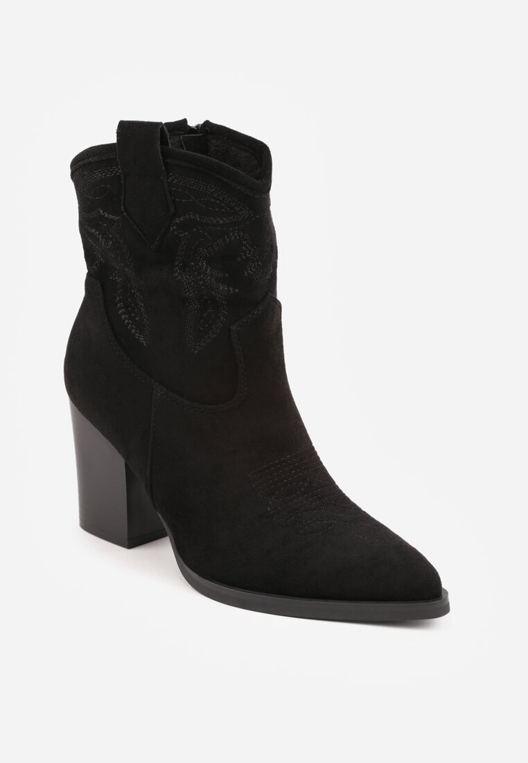 ballada Botine Cowboy Negre Sclipitoare cu toc gros Remirra