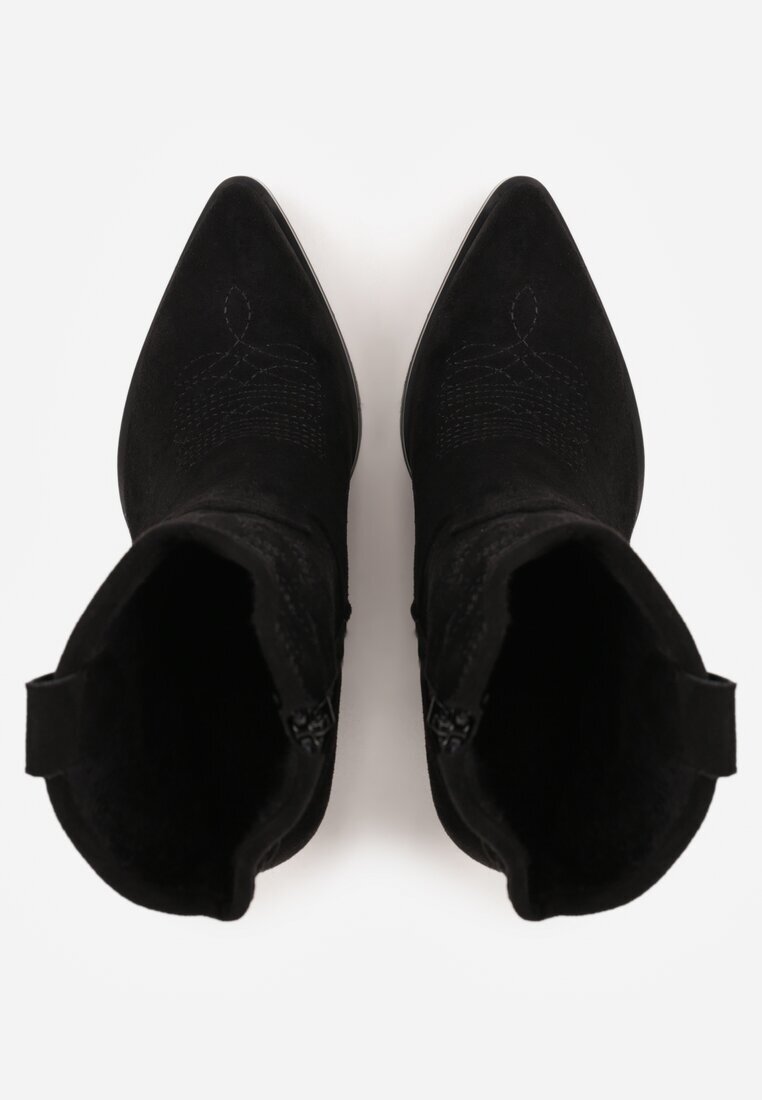 ballada Botine Cowboy Negre Sclipitoare cu toc gros Remirra