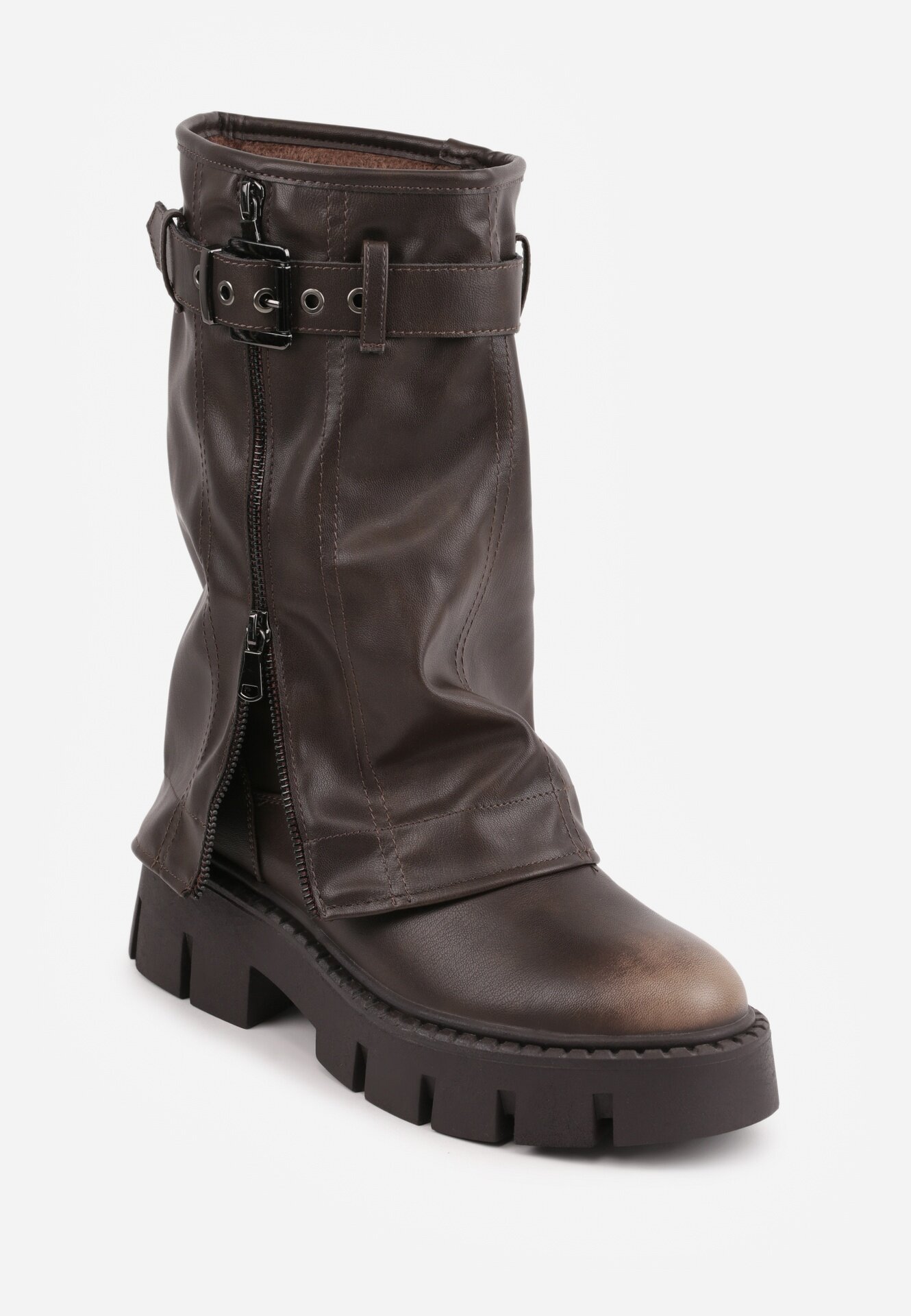 ballada Botine Maro Biker Boots cu carâmb tip crac cu Cataramă Veresta