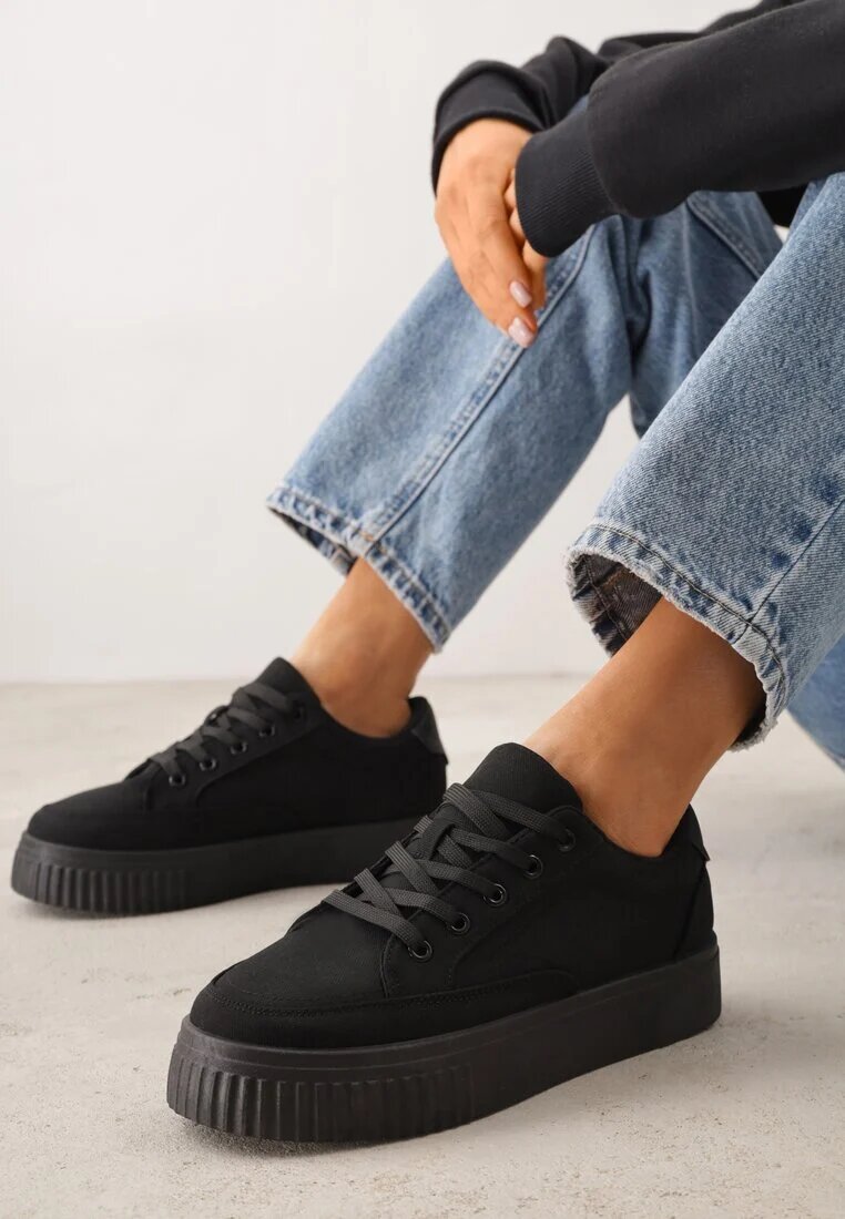ballada Chunky Sneakersy Negri pe Platformă Embosată Trianne
