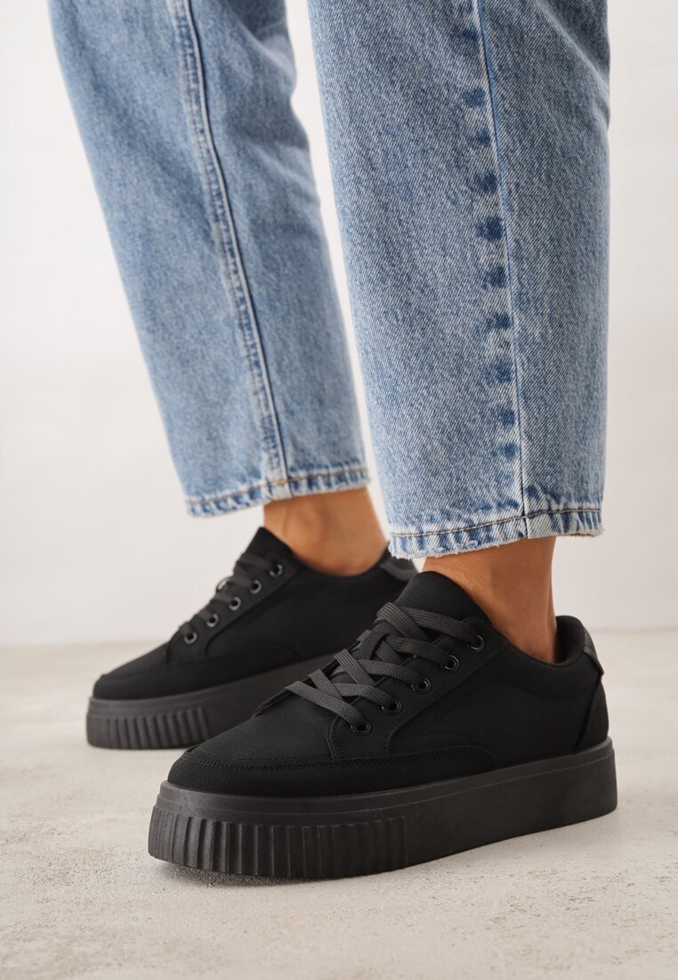 ballada Chunky Sneakersy Negri pe Platformă Embosată Trianne