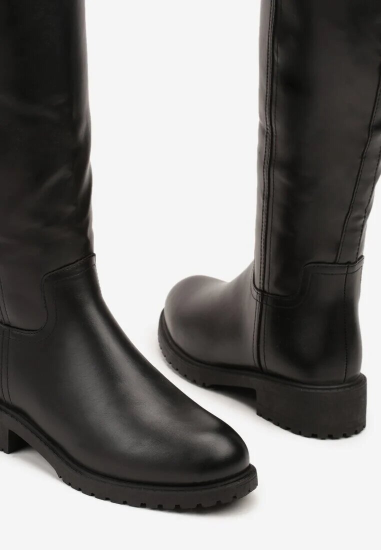 ballada Cizme Negre Ajustate Vices din imitație de piele în stil Basic Lonavie