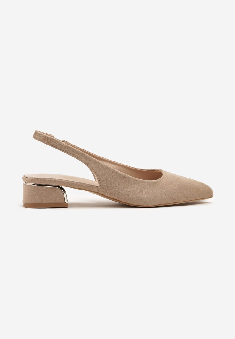 ballada Sandale Bej închis Tip Slingback cu Ornament Metalic Helmio