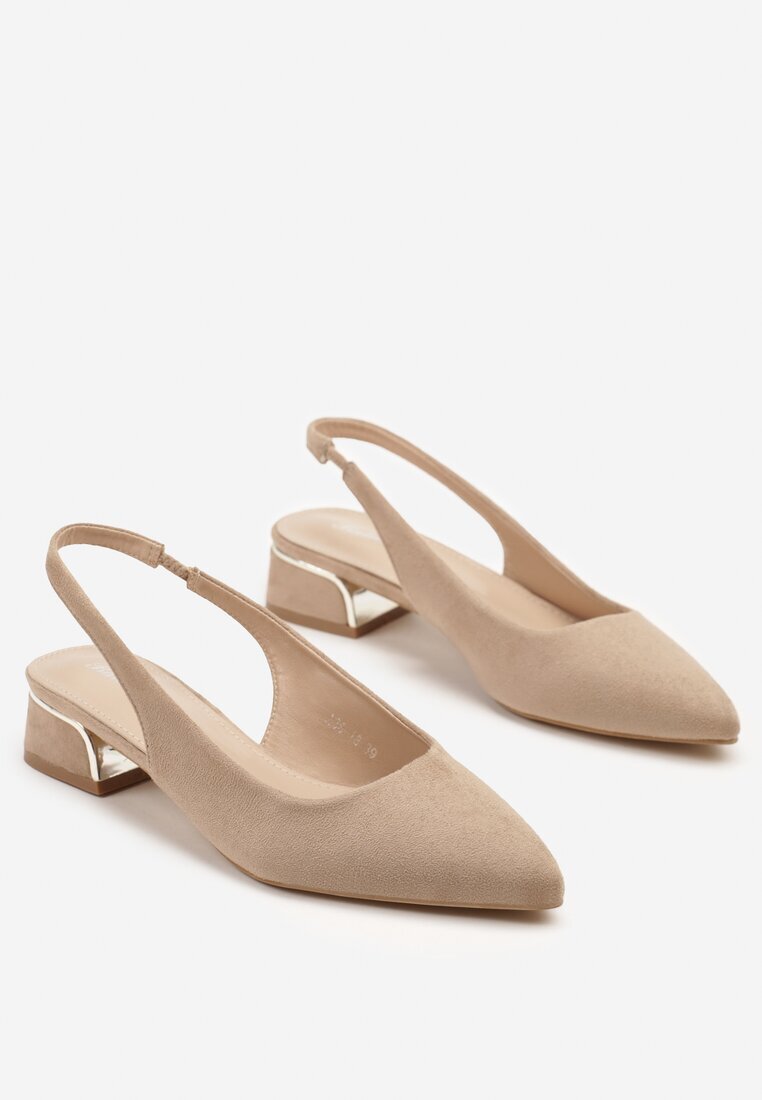ballada Sandale Bej închis Tip Slingback cu Ornament Metalic Helmio