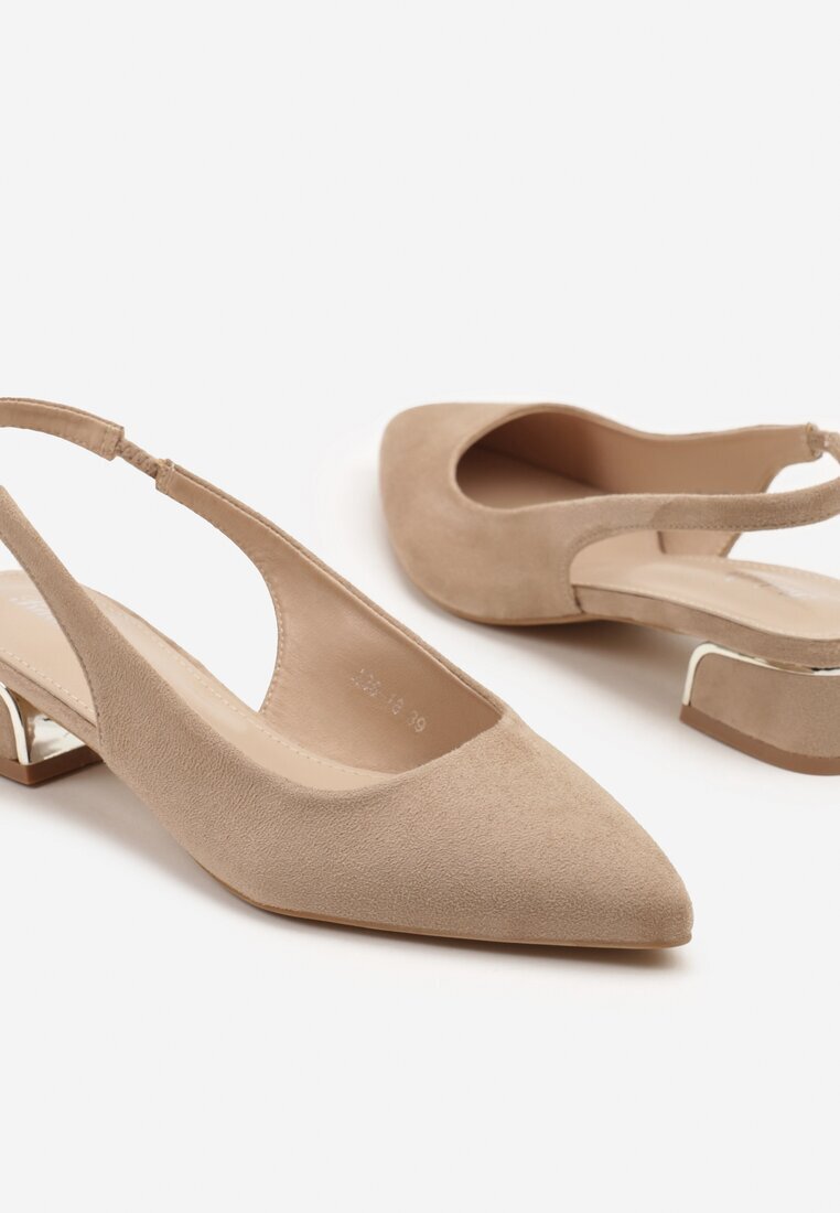ballada Sandale Bej închis Tip Slingback cu Ornament Metalic Helmio