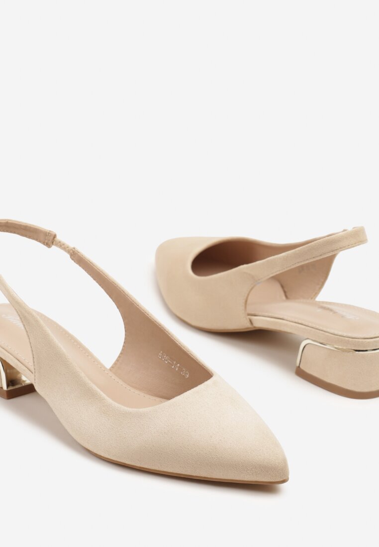 ballada Sandale Bej Tip slingback cu ornament metalic Helmio